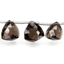 Smoky Quartz Top Drilled Faceted Trillion Beads, 7 inch, 8x8x8-10x10x10mm, 15 pieces (ONLINE ORDER ONLY)