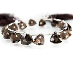 Smoky Quartz Top Drilled Faceted Trillion Beads, 7 inch, 8x8x8-10x10x10mm, 15 pieces (ONLINE ORDER ONLY)