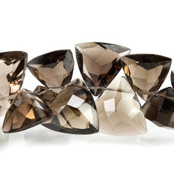 Smoky Quartz Top Drilled Faceted Trillion Beads, 7.5 inch, 7x7x7-12x12x12mm, 54 pieces pieces (ONLINE ORDER ONLY)