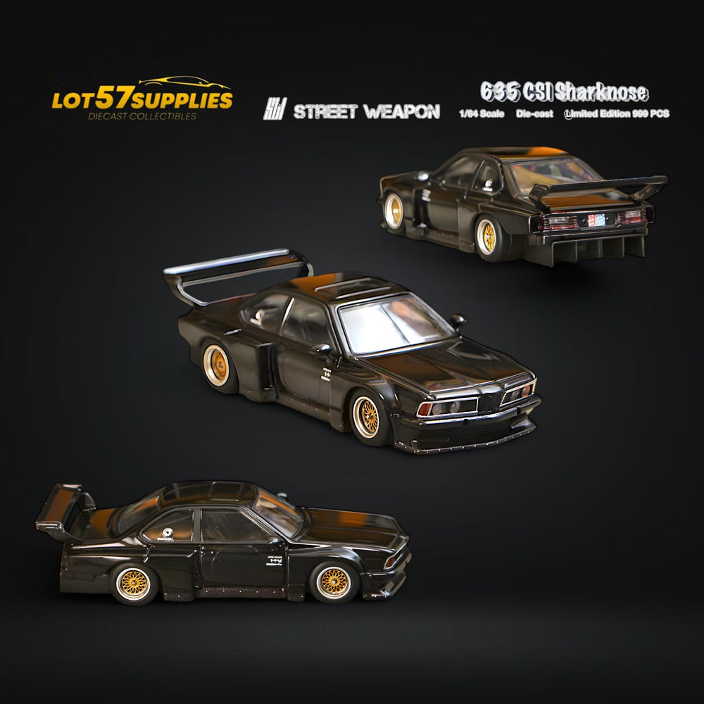 Street Weapon BMW E24 635 CSI Sharknose WideBody modified version in Black 1:64 (ONLINE ORDER ONLY)