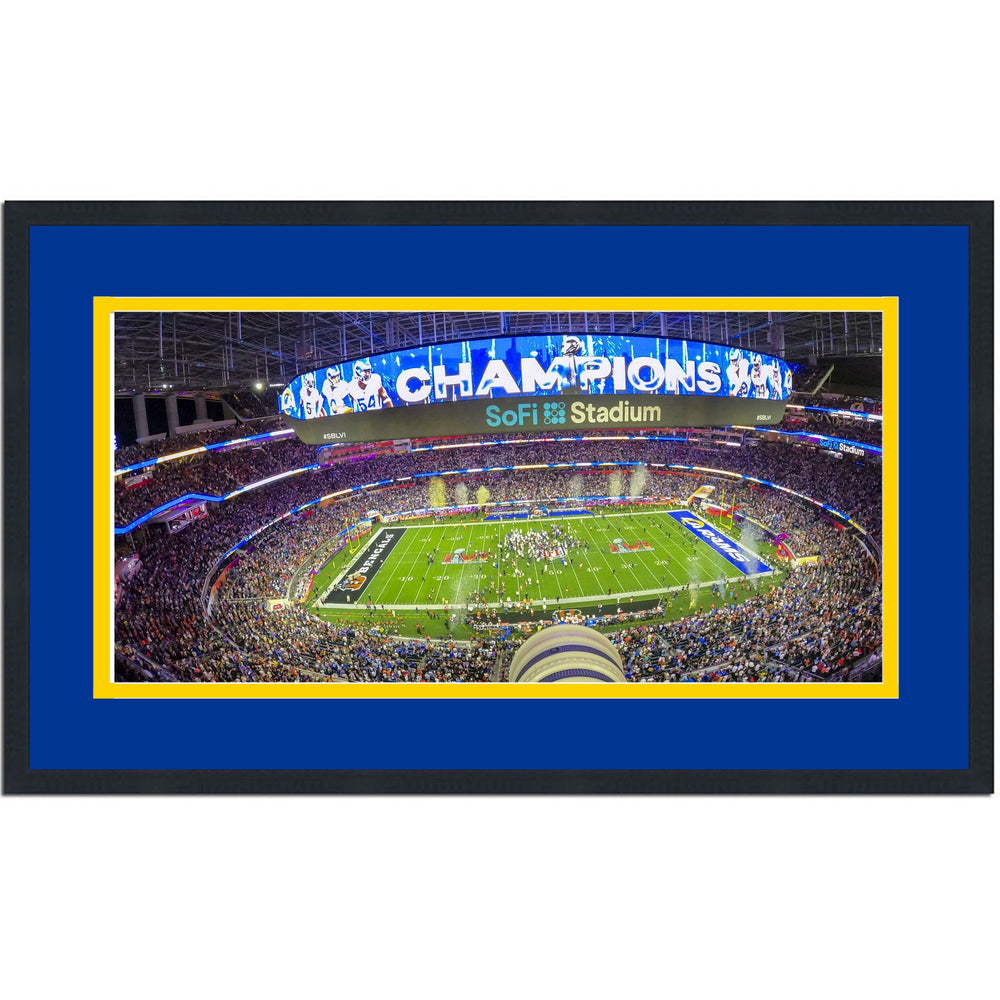 Framed 2021 Rams NFL Champions SoFi Stadium 16x24 Football Photo Professionally Matted (ONLINE ORDER ONLY)