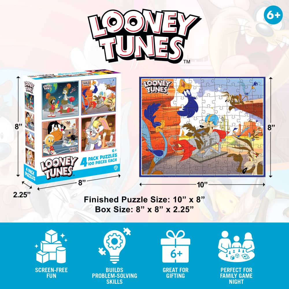 Looney Tunes 100 Piece Jigsaw Puzzles 4-Pack