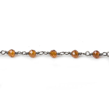 3mm Spessartite Garnet micro-faceted round Black Gold plated Chain (ONLINE ORDER ONLY)