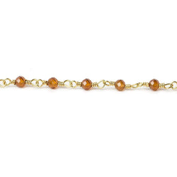 3mm Spessartite Garnet micro-faceted round Gold plated Chain (ONLINE ORDER ONLY)