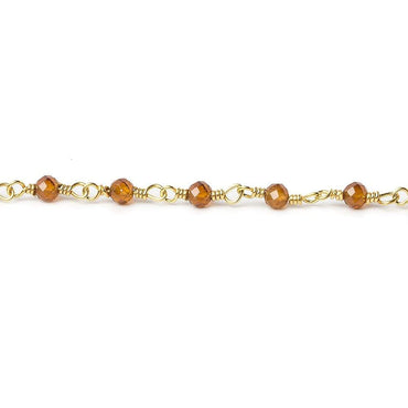 3mm Spessartite Garnet micro-faceted round Gold plated Chain (ONLINE ORDER ONLY)