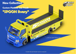 MicroTurbo HINO 300 Custom Flatbed Tow Truck Spoon Livery 1:64 (ONLINE ORDER ONLY)