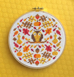 Autumn Mood Cross Stitch Kit – 5” Owl & Fall Foliage Design (ONLINE ORDER ONLY)