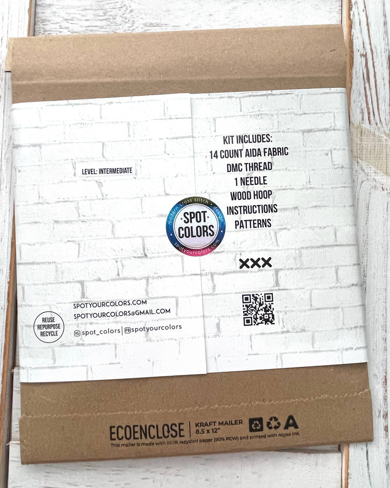 Badass Cross Stitch Kit – Sparkly Gold Thread with Floral Design (6”) (ONLINE ORDER ONLY)