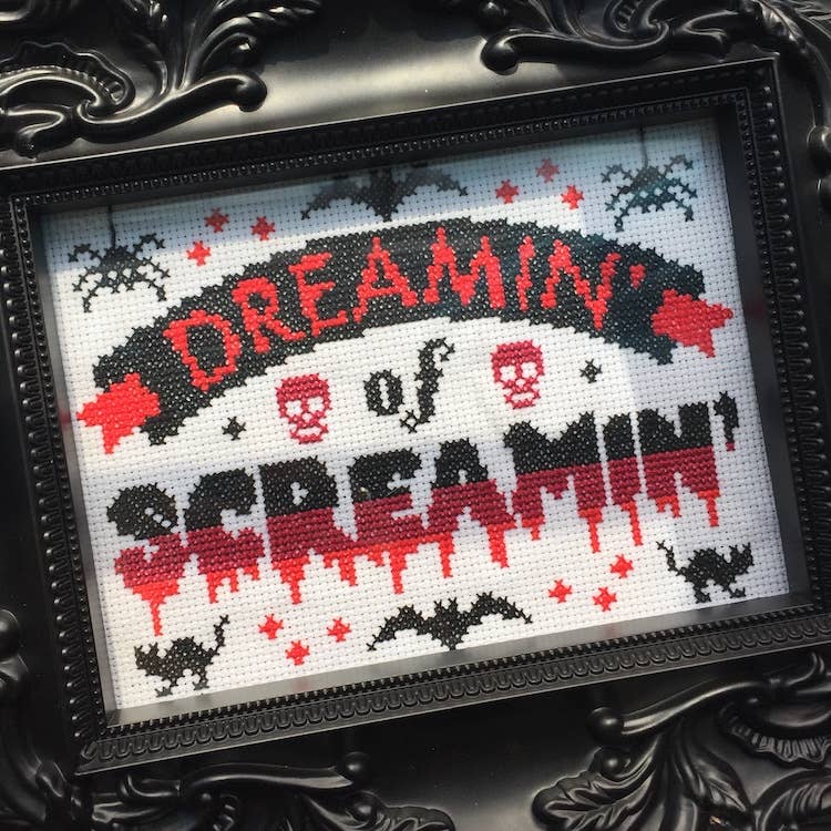 Dreamin’ of Screamin’ Cross Stitch Kit – Gothic Skull Design (5