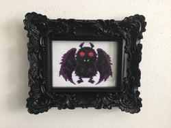 Mothman Cross Stitch Kit – Creepy-Cute Halloween Stitching (ONLINE ORDER ONLY)