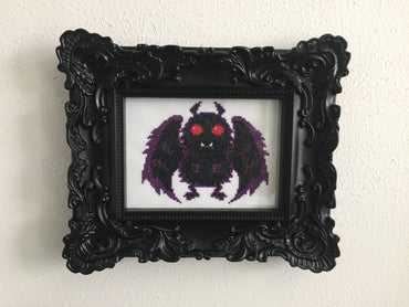 Mothman Cross Stitch Kit – Creepy-Cute Halloween Stitching (ONLINE ORDER ONLY)
