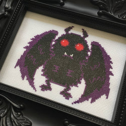 Mothman Cross Stitch Kit – Creepy-Cute Halloween Stitching (ONLINE ORDER ONLY)