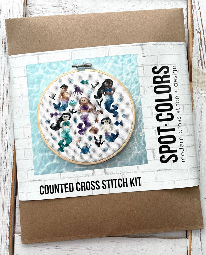 Multicultural Mermaids & Mermen Cross Stitch Kit – Whimsical 6” Ocean-Themed Design (ONLINE ORDER ONLY)