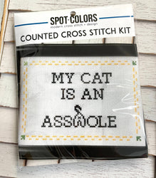 My Cat is an Asshole Cross Stitch Kit – Funny Gift for Cat Lovers (6”) (ONLINE ORDER ONLY)