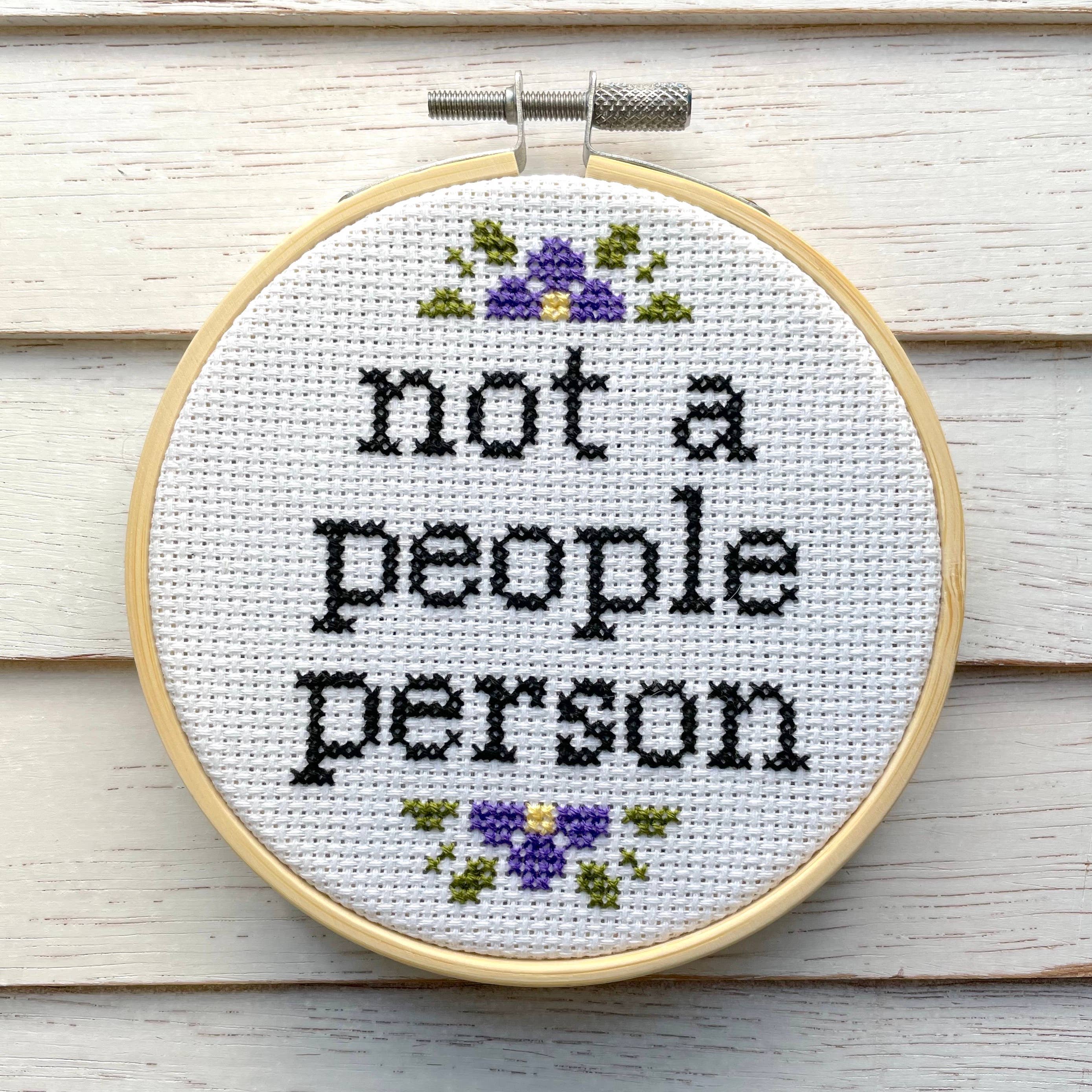 “Not a People Person” Cross Stitch Kit – Snarky Floral Design (ONLINE ORDER ONLY)