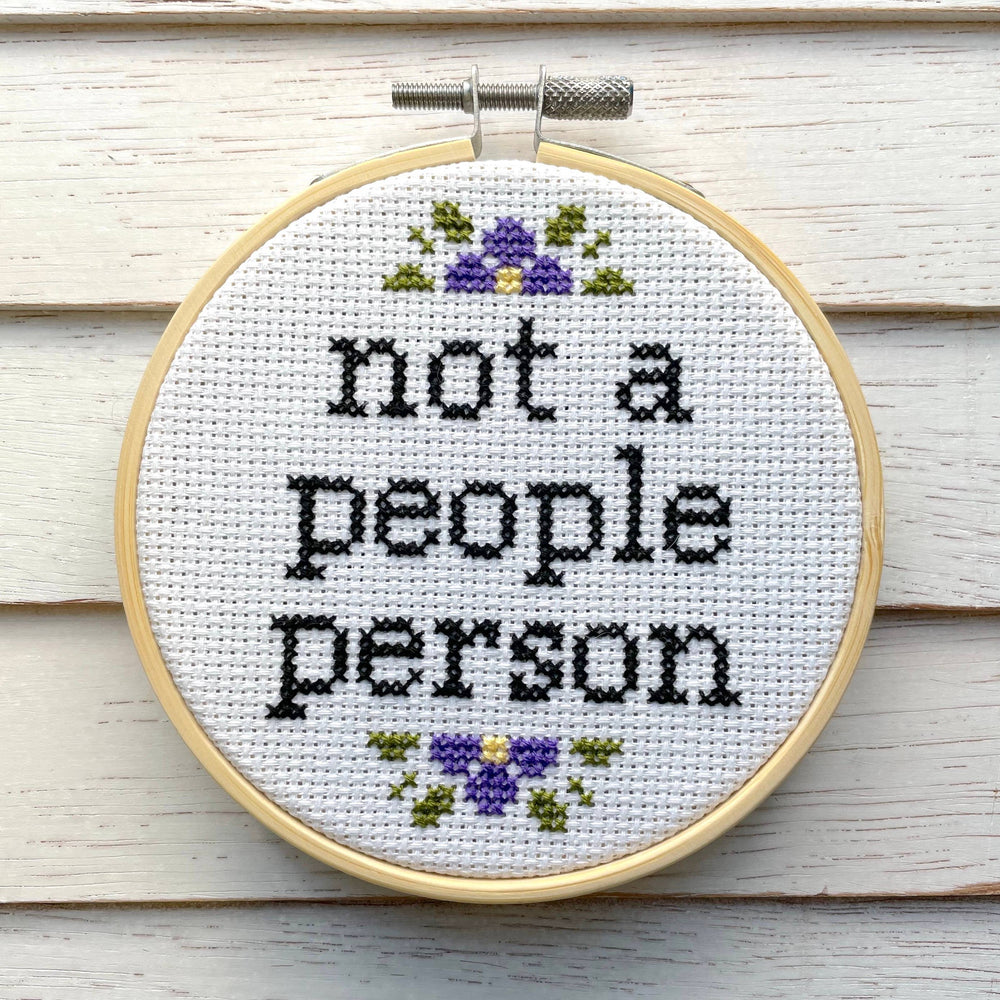“Not a People Person” Cross Stitch Kit – Snarky Floral Design (ONLINE ORDER ONLY)