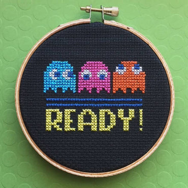 Pac-Man Cross Stitch Kit – Retro Arcade Design with Ghosts (ONLINE ORDER ONLY)