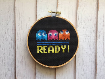 Pac-Man Cross Stitch Kit – Retro Arcade Design with Ghosts (ONLINE ORDER ONLY)