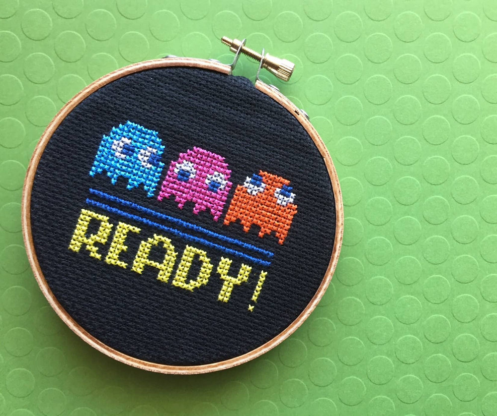 Pac-Man Cross Stitch Kit – Retro Arcade Design with Ghosts (ONLINE ORDER ONLY)