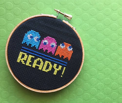 Pac-Man Cross Stitch Kit – Retro Arcade Design with Ghosts (ONLINE ORDER ONLY)