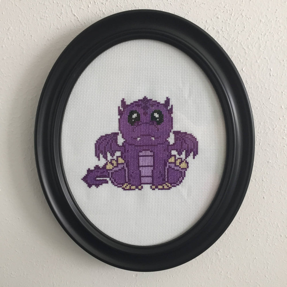 Purple Dragon Cross Stitch Kit – Adorable 6” Hoop Fantasy Design (ONLINE ORDER ONLY)