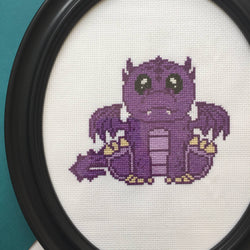 Purple Dragon Cross Stitch Kit – Adorable 6” Hoop Fantasy Design (ONLINE ORDER ONLY)