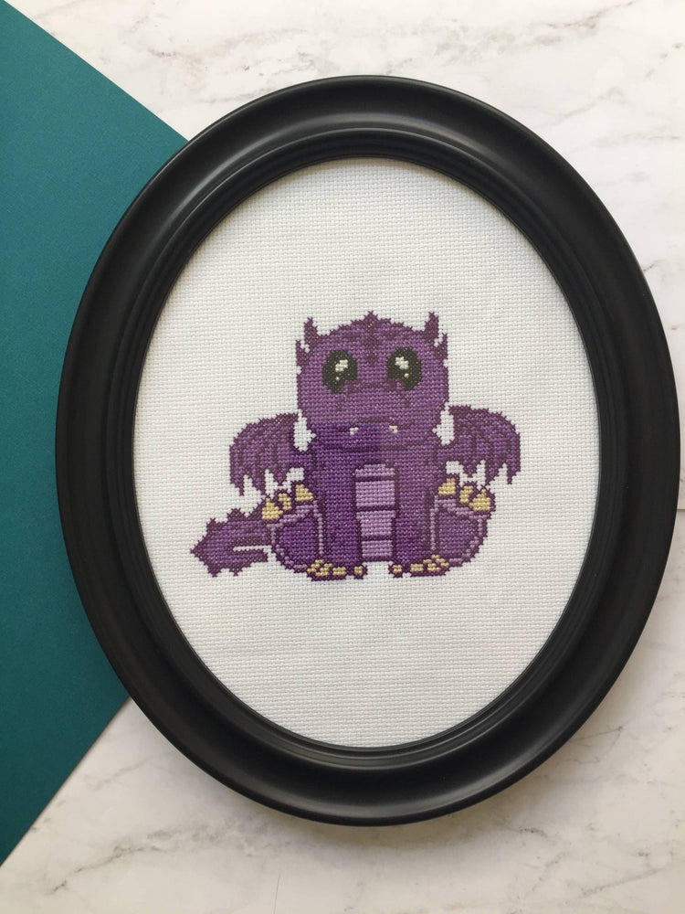 Purple Dragon Cross Stitch Kit – Adorable 6” Hoop Fantasy Design (ONLINE ORDER ONLY)