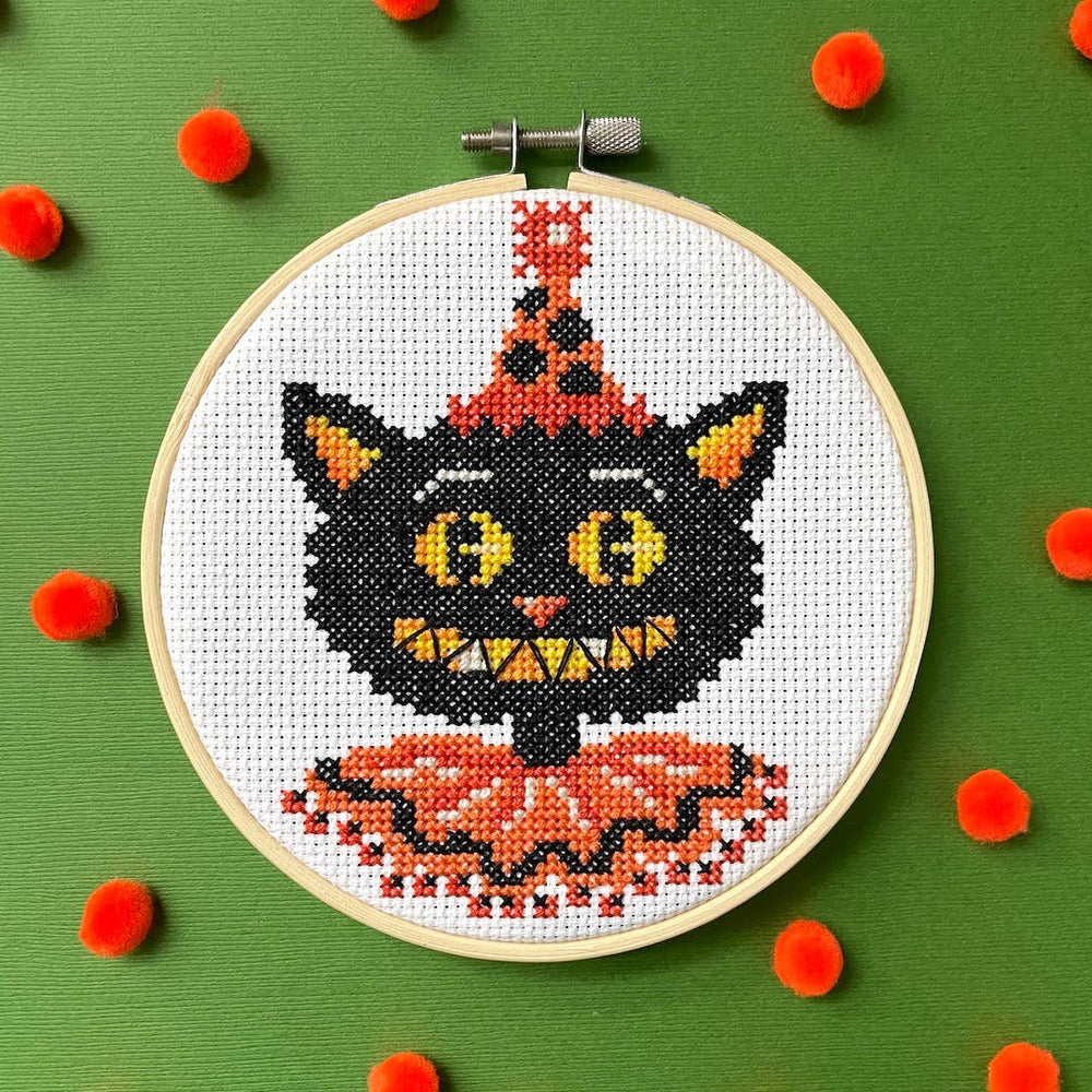 Spot Colors - Black Cat by Mary Engelbreit Counted Cross Stitch DIY KIT (ONLINE ORDER ONLY)