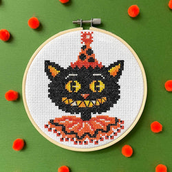 Spot Colors - Black Cat by Mary Engelbreit Counted Cross Stitch DIY KIT (ONLINE ORDER ONLY)