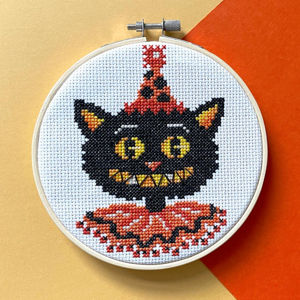 Spot Colors - Black Cat by Mary Engelbreit Counted Cross Stitch DIY KIT (ONLINE ORDER ONLY)
