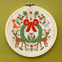 Woodland Christmas Wreath Cross Stitch Kit – 7” Holiday Forest Design (ONLINE ORDER ONLY)
