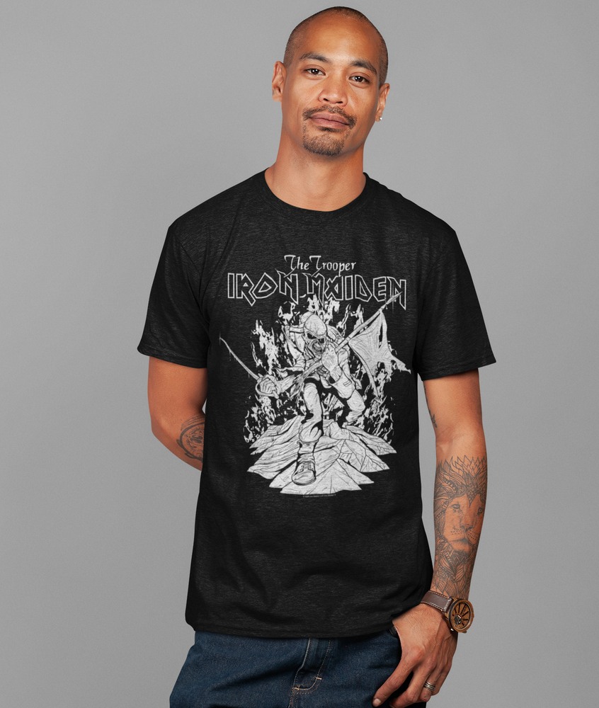 Iron Maiden - Trooper Black and White Jumbo Print T-Shirt [] (ONLINE ORDER ONLY)