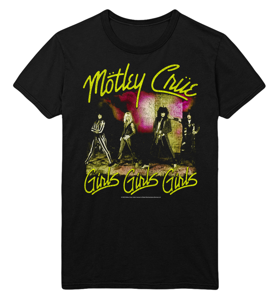 Motley Crue Yellow Girls Jumbo Print T-Shirt [] (ONLINE ORDER ONLY)