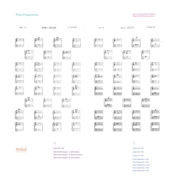 STEPHEN WHITTINGTON - Final Fragments - Piano Music of David Kotlowy [Vinyl]