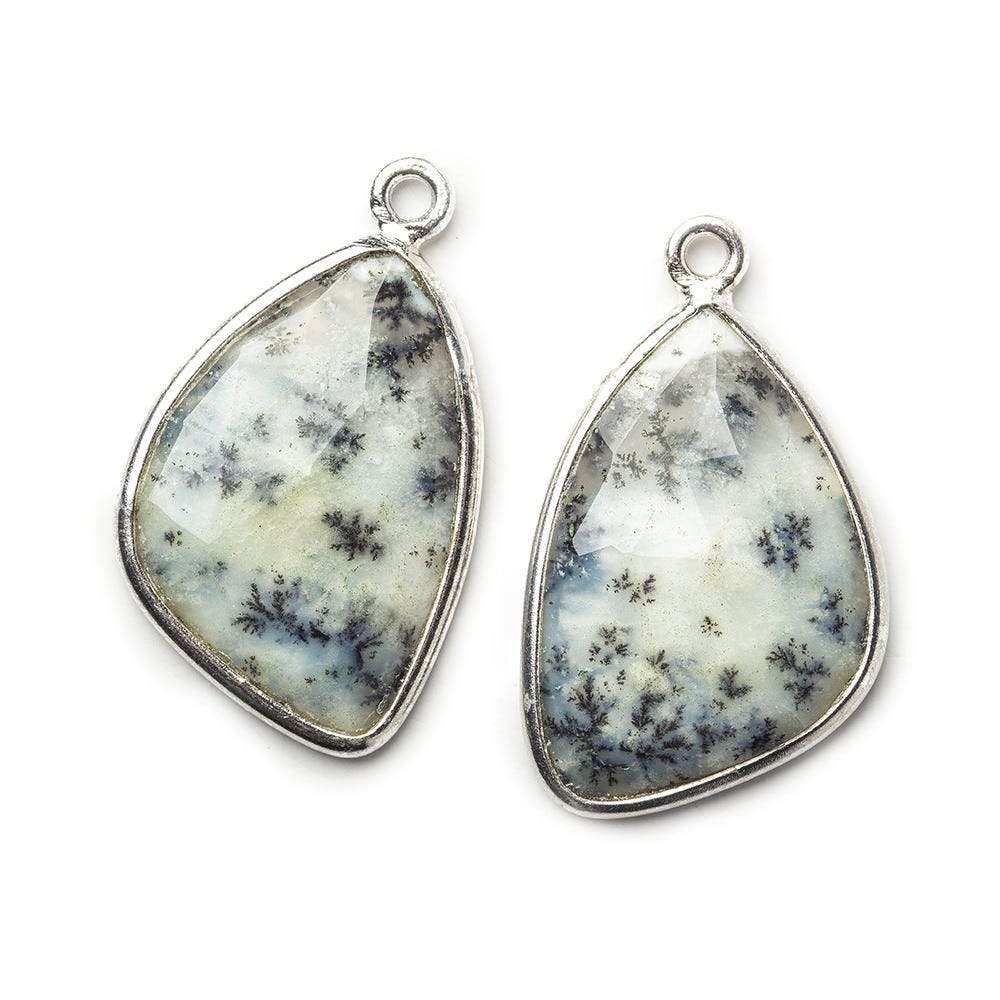 Sterling Silver Bezel Dendritic Opal Freeform Shape Focal Set of 2 pendants 20x15mm (ONLINE ORDER ONLY)