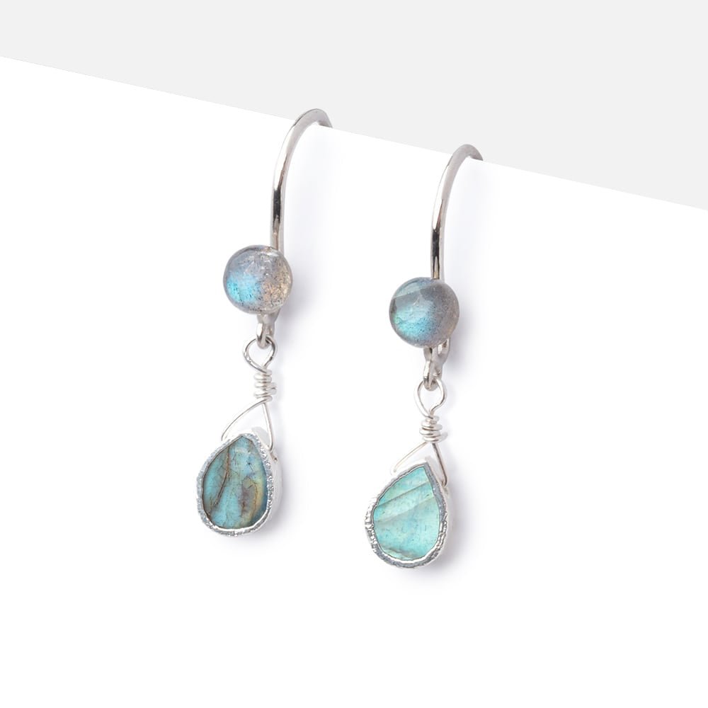 Sterling Silver Labradorite Cabochon Earwire Set of 2 pieces (ONLINE ORDER ONLY)