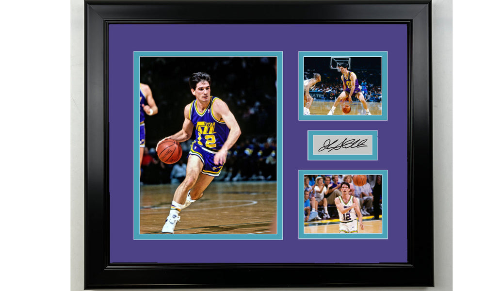 Framed John Stockton Utah Jazz Facsimile Laser Engraved Signature Basketball 14x11 3 Photo Collage (ONLINE ORDER ONLY)