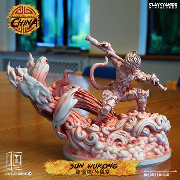 3D Printed Clay Cyanide Sun Wukong Legends and Gods Of China 28 32 mm D&D (Online Only)