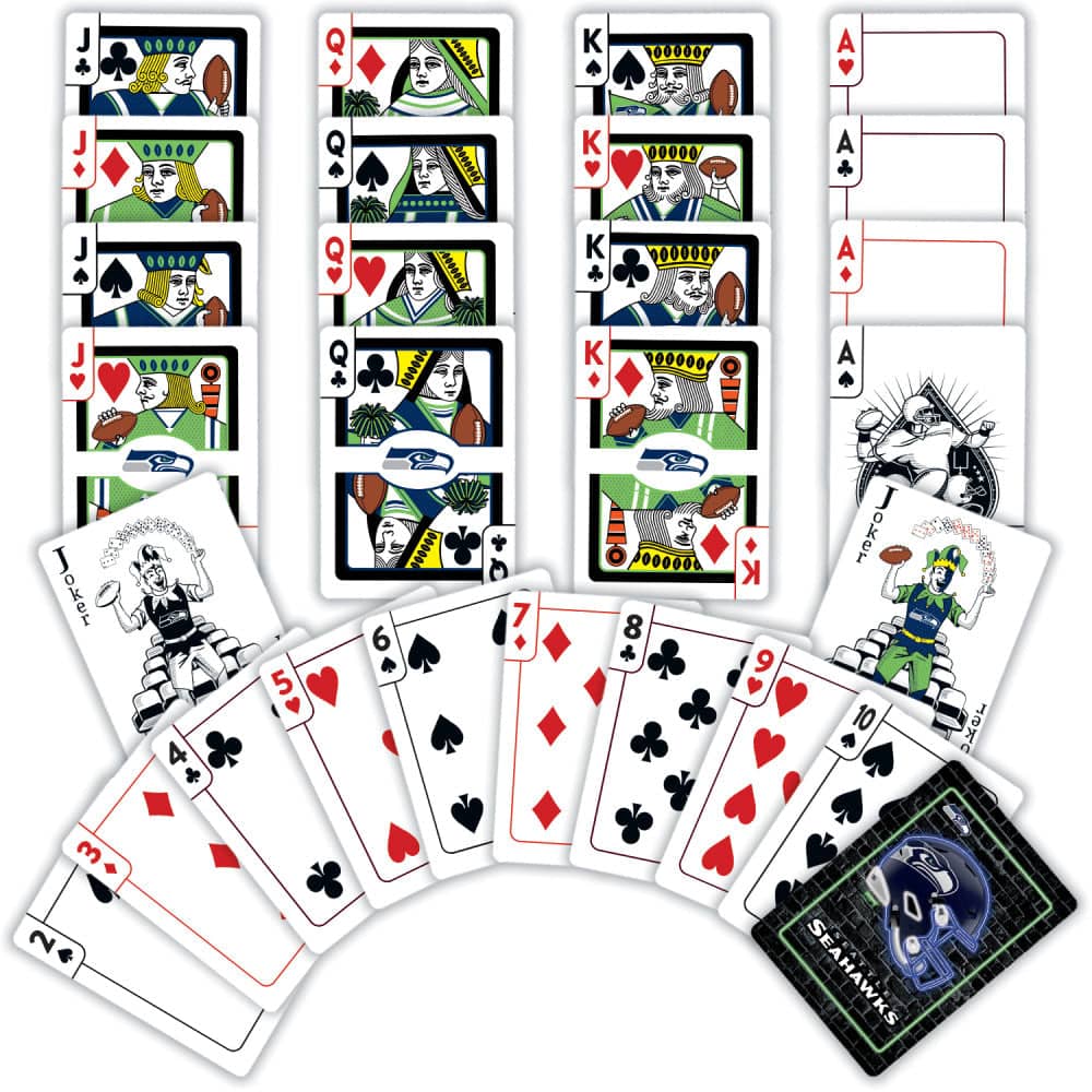 Seattle Seahawks Neon-Styled Playing Cards - 54 Card Deck (ONLINE ORDER ONLY)