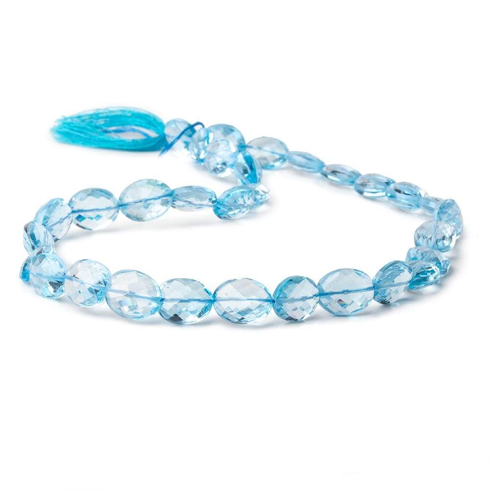 Swiss Blue Topaz faceted oval beads 14 inches 31 pieces 11x9-13x9mm  A (ONLINE ORDER ONLY)
