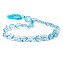 Swiss Blue Topaz faceted oval beads 14 inches 31 pieces 11x9-13x9mm  A (ONLINE ORDER ONLY)