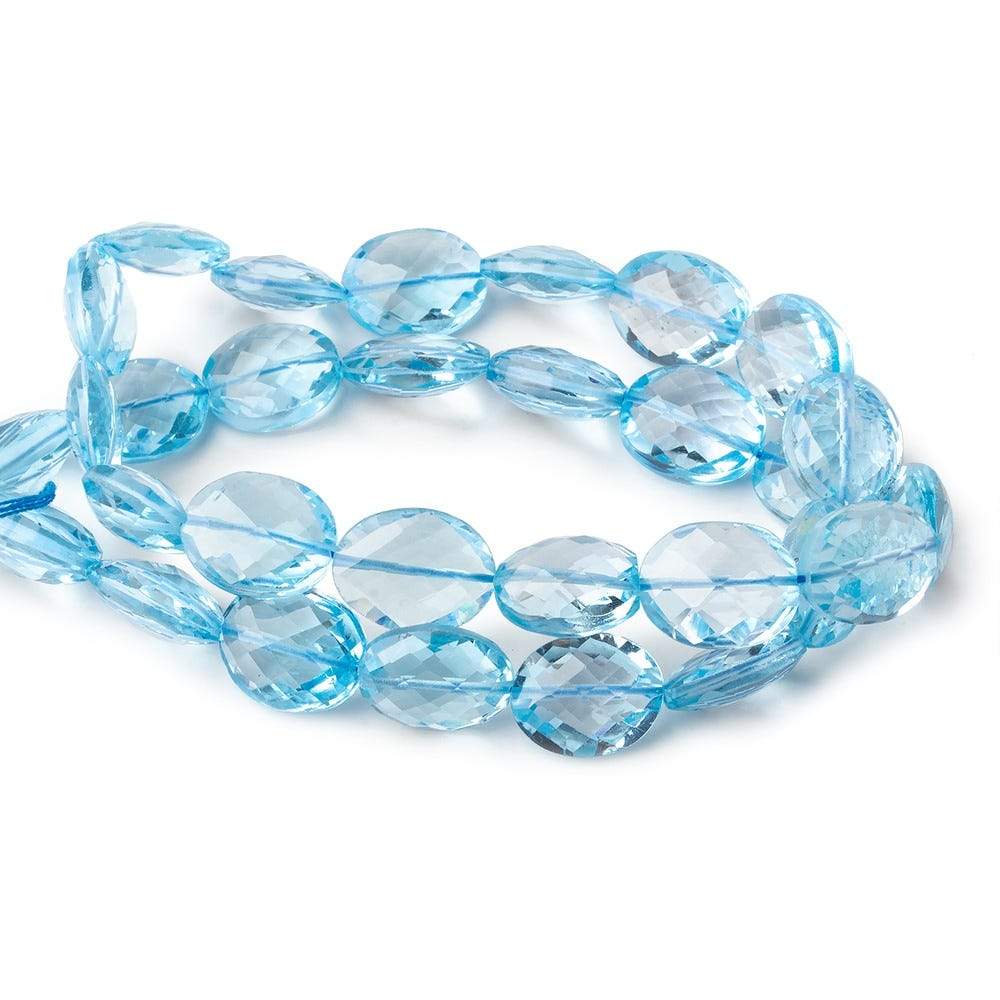 Swiss Blue Topaz faceted oval beads 14 inches 31 pieces 11x9-13x9mm  A (ONLINE ORDER ONLY)