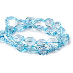 Swiss Blue Topaz faceted oval beads 14 inches 31 pieces 11x9-13x9mm  A (ONLINE ORDER ONLY)