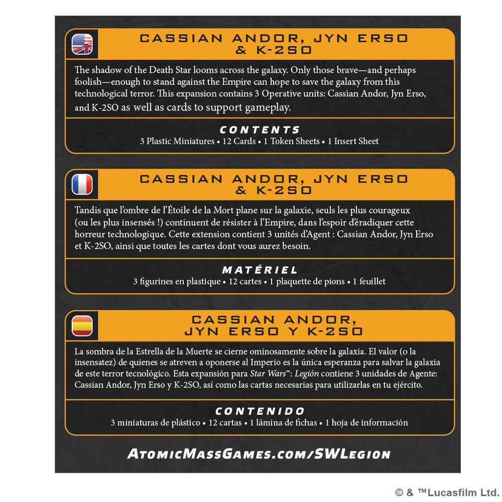 Star Wars: Legion - Cassian Andor, Jyn Erso & K-2SO (ONLINE ORDER ONLY)