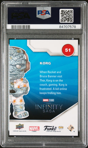 2023 UPPER DECK FUNKO POP MARVEL  KORG GAMER PATINA #51  PSA 10 (Online Order Only)