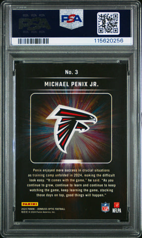 Graded 2024 Panini Donruss Optic Michael Penix Jr #3 Light It Up Rookie RC Football Card PSA 10 Gem Mint (ONLINE ORDER ONLY)