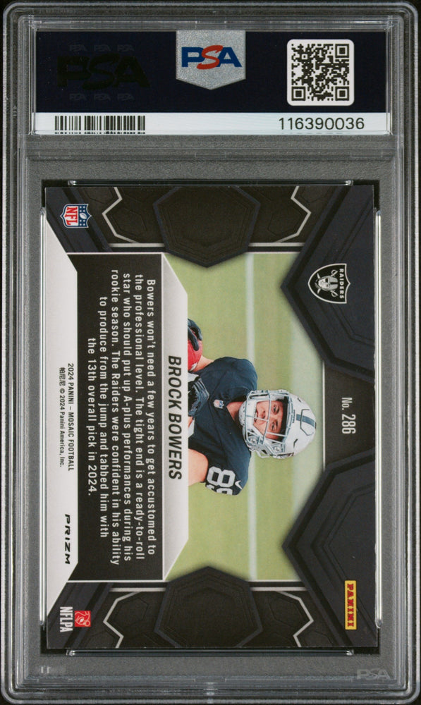 Graded 2024 Panini Mosaic Brock Bowers #286 Camo Pink Rookie RC Football Card PSA 10 Gem Mint (ONLINE ORDER ONLY)