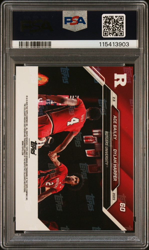 Graded 2024 Topps Bowman U Now Dylan Harper/Ace Bailey #60 Blue /49 Rookie RC Basketball Card PSA 8 Near Mint (ONLINE ORDER ONLY)
