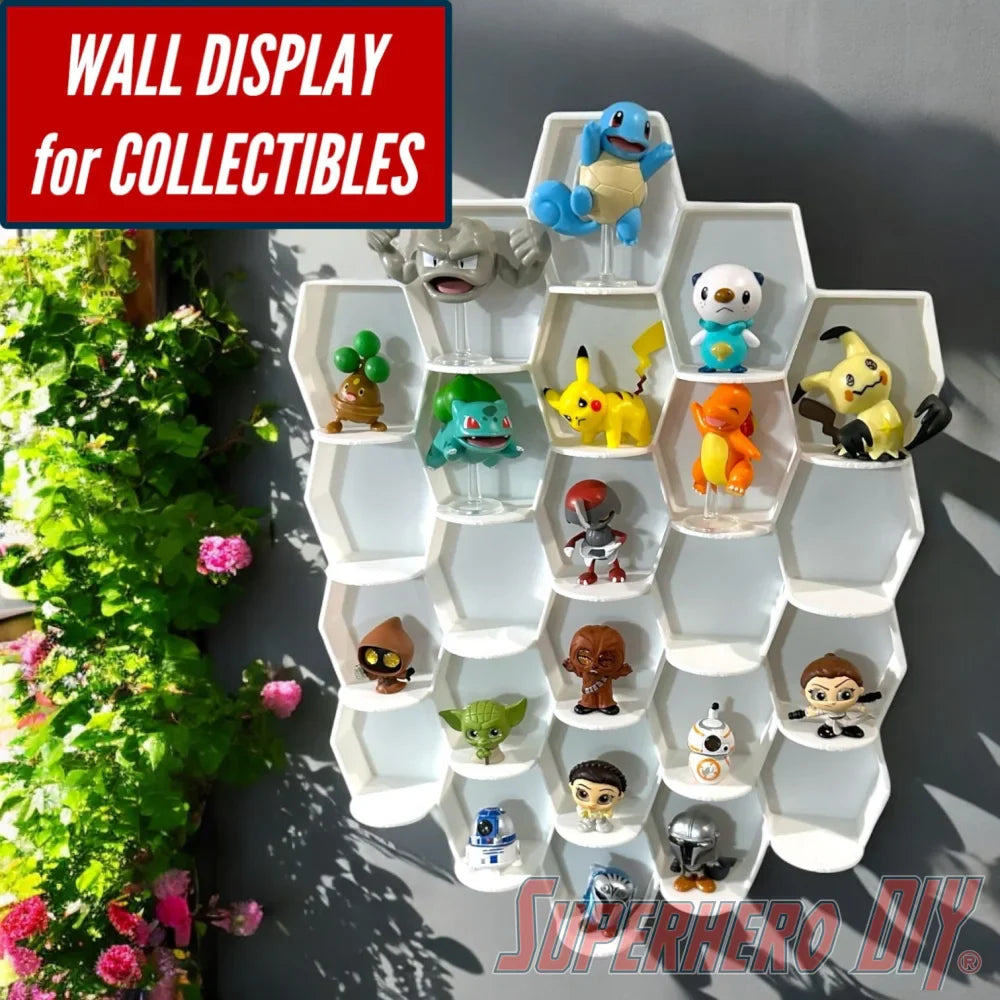 Tall Hexagon Wall Display for up to 24 Small Collectibles | Funko Advent Calendar, Disney Doorables, etc! (ONLINE ORDER ONLY)