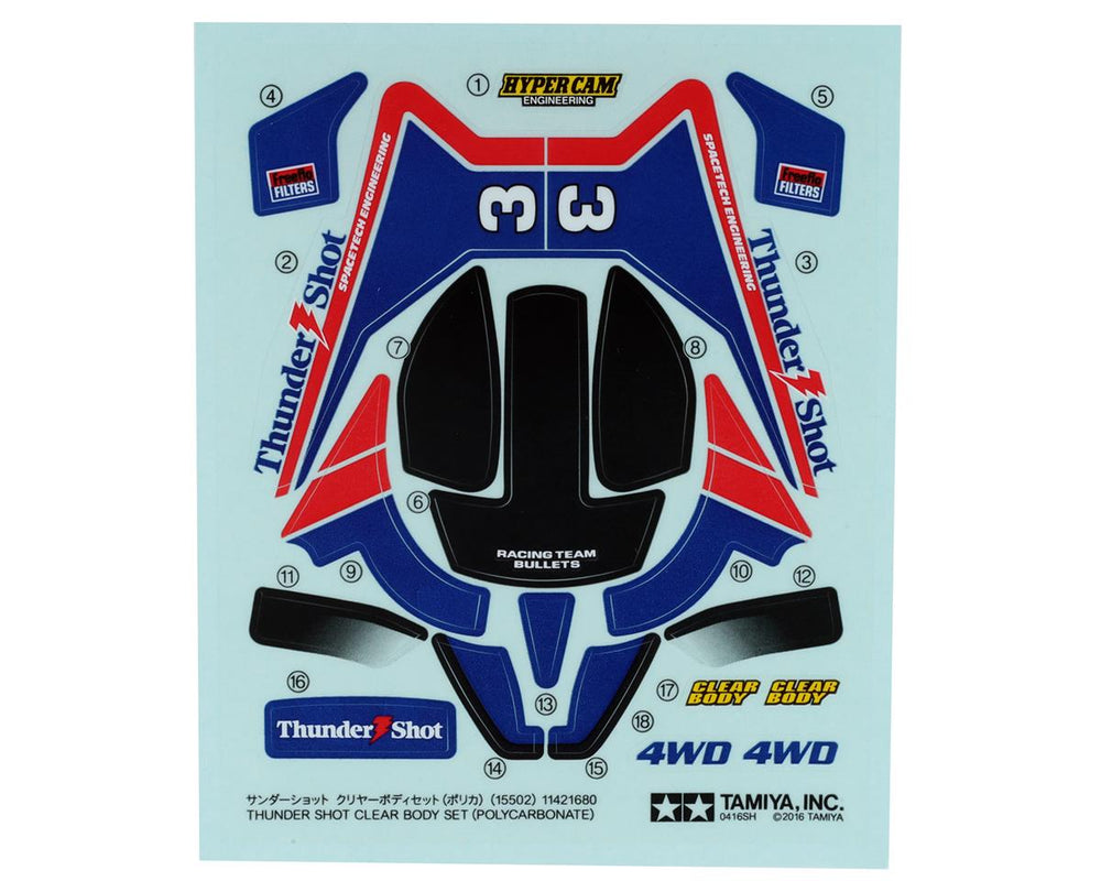 Tamiya JR Thunder Shot Clear Body Set Polycarbonate (ONLINE ORDER ONLY)